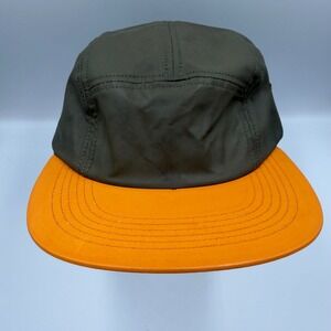 Only NY British Millerain Waxed Cotton 5 Panel Camper Hat Olive‎ Green Orange